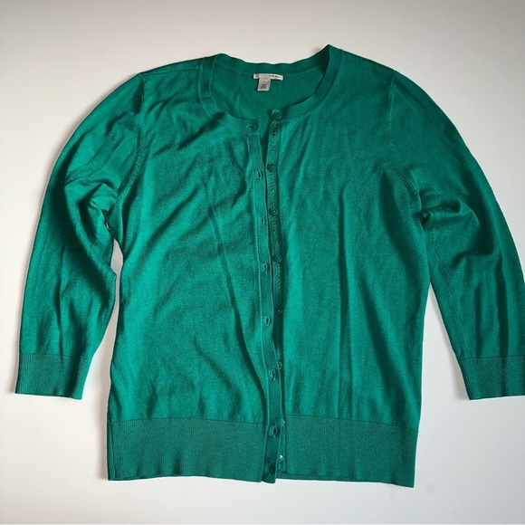 Halogen Women’s Cardigan Sweater Size Large Green Button Up Soft Viscose Blend - Picture 1 of 7